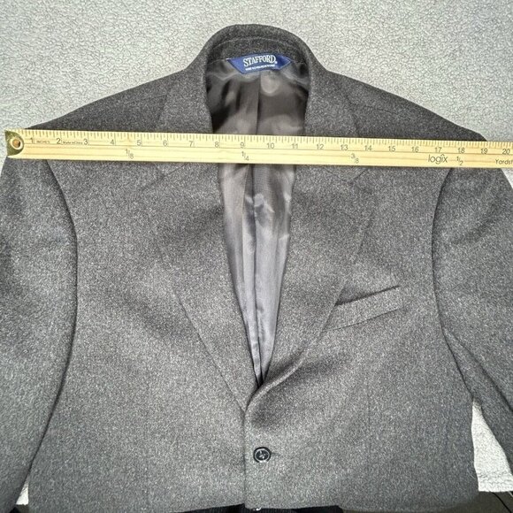 Stafford Wool Blazer Mens 40S Charcoal Gray Wool Jacket Sport Coat Casual Office - Picture 7 of 13